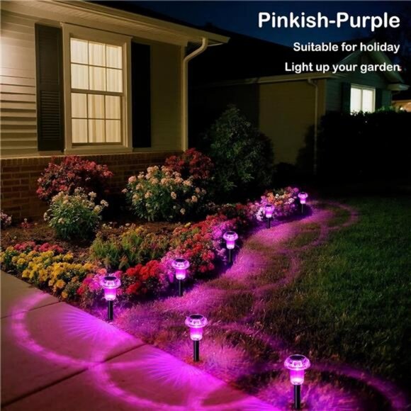 Halloween Solar Lights Outdoor 8 Pack Hot Pink Solar Pathway Lights Outdoor - Picture 4 of 7